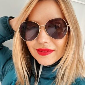 Karen Walker Gold and Brown Aviator Sunglasses